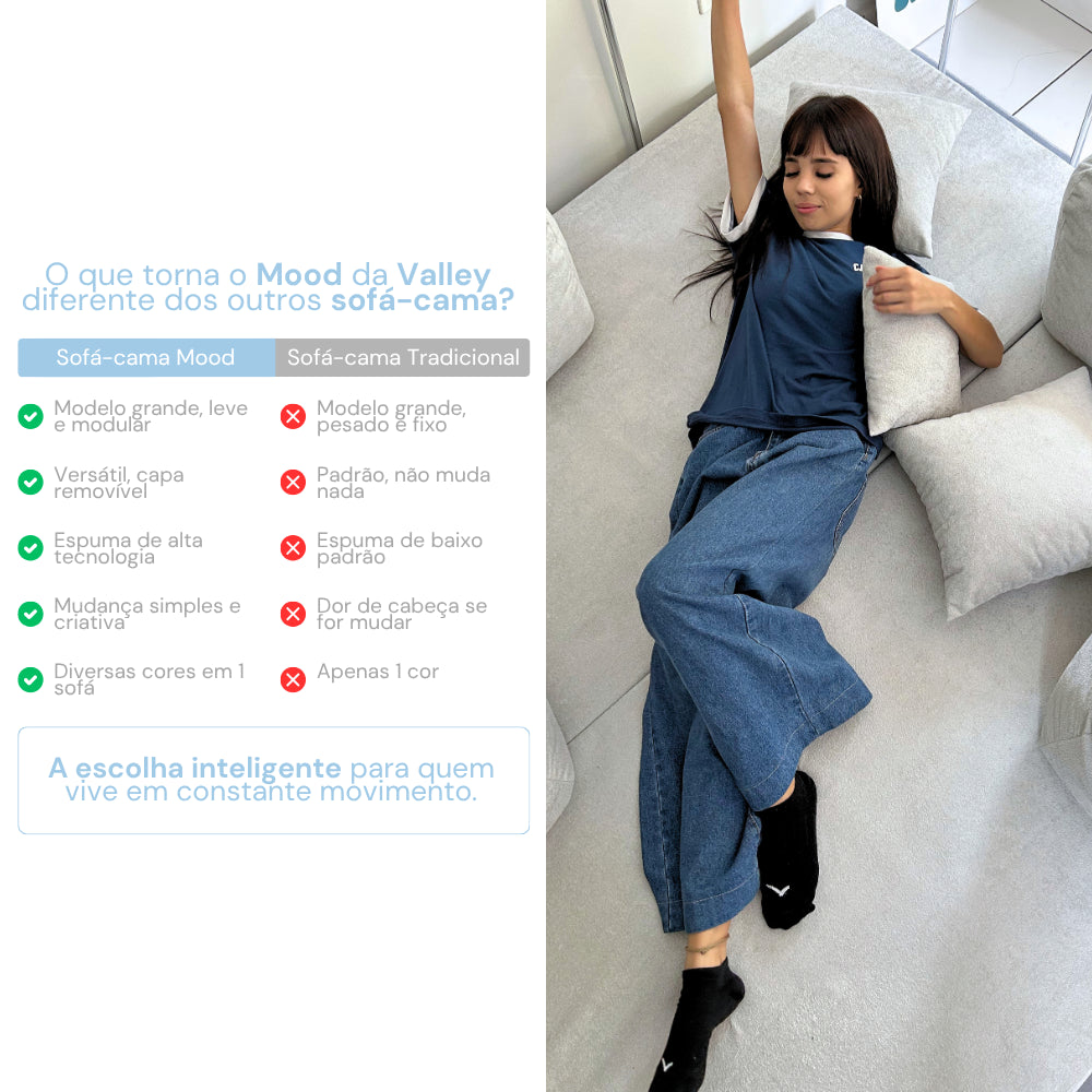 Sofá Cama 2 lugares - Modelo Mood Bouclê - Nular